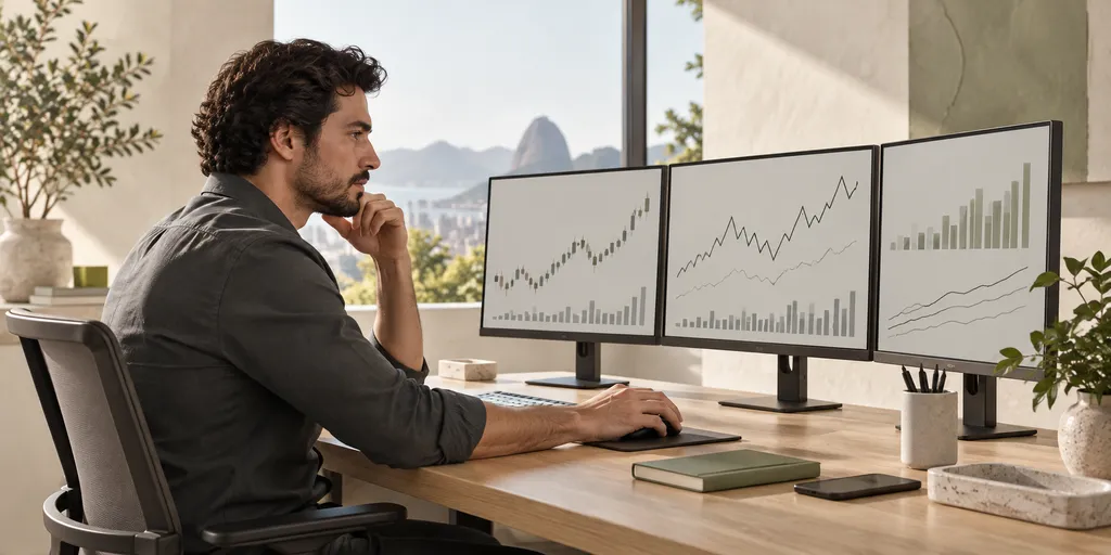 مستثمر يتابع الأسعار على شاشة حاسوب محمول